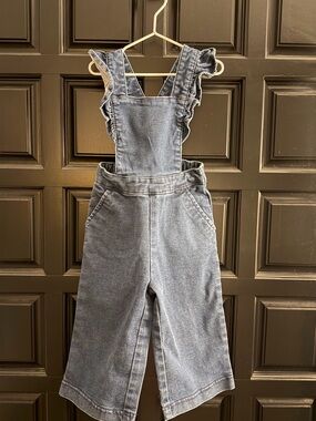 Kid 2T hanna andersson denim overalls with frill straps